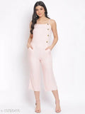 Oxolloxo Solid Color Regular Fit Peach Women Viscose Jumpsuit