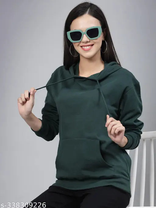 Style Quotient women green hooded oversized sweatshirt