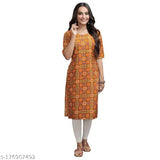 Stylish Women's Crepe Multicolor Color Ethnic Motif Printed Straight Kurti