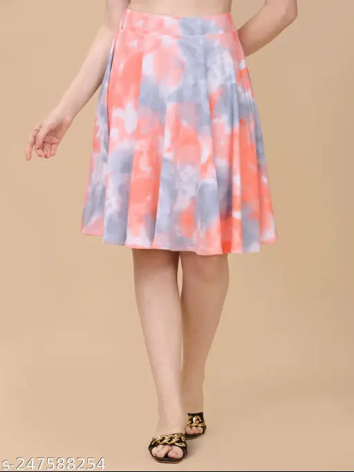 Women Printed Flared Multicolor Skirt