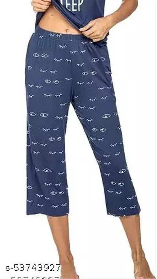 Womens Cotton Printed Capri Pyjama Pant|( Pack of 2 )