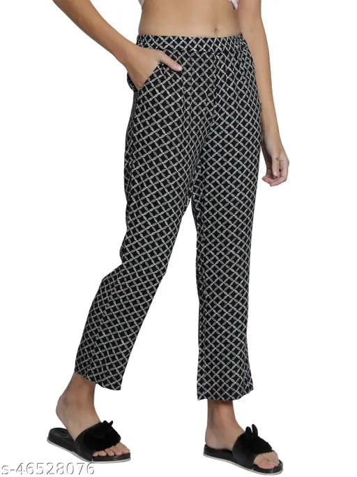 NUEVOSDAMAS RAYON MONOCHROME PRINTED PYJAMA