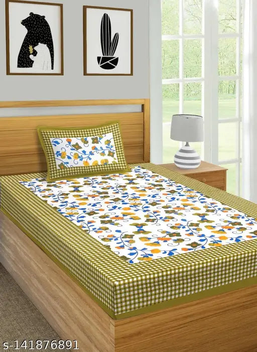 Jaipuri Single Bed Bedsheet Combo Pack 2 Bedsheet with 2 Pillow Cover