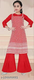 RK Collection kids red party/wedding festive designer top kurta and sharara suit for girls Kurta Sets