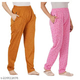 RADHIKA Women's Lower Track Pant Pyjama With Both Sides Pocket and Zip Pack of 2