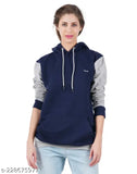 Women Full-Sleeve Sweatshirts Navy kangaroo pocket