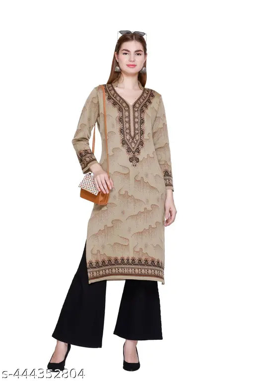 Women's Winter Wear Jacquard Woolen Kurti