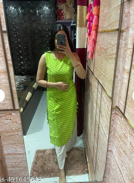 GREEN KURTA & WHITE PALAZZO SET/DAILY WEAR SET/ TWO PCS SET/LATEST CASUAL SET/STYLISH PALAZZO SET