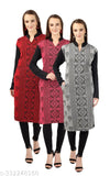 BLUSHH COLLECTION Women's Geometric A-line Mandarin Maroon Kurtis & Kurtas