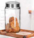 1000ml Cube Storage Glass Jar Barni - BPA-Free Transparent Kitchen Storage Container for Optimal Pantry Organization Pack of 6