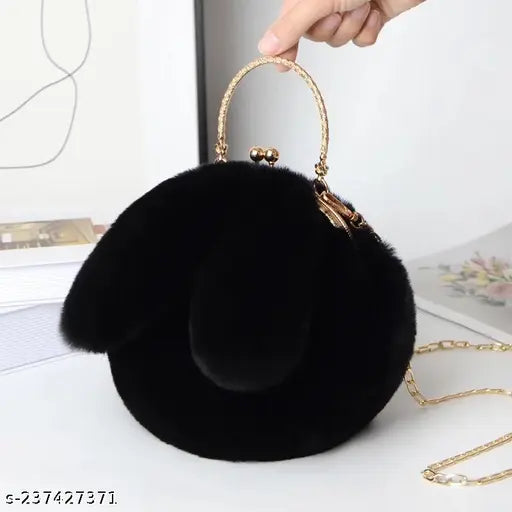 Girls bag, Ladies hand bag for women, Sling bag , fur hand bag autumn all season bag, rabbit ear purse for women, kids school sling bag, casual bag Pack 1