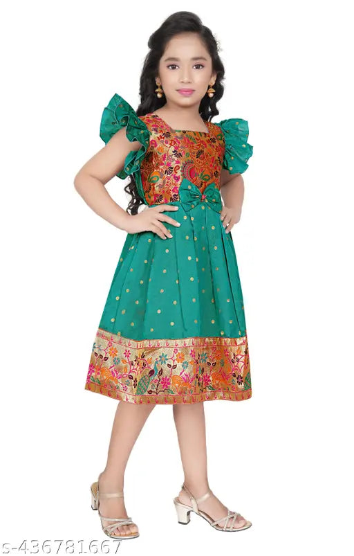 Memo Kids Paithani Frock Cross Black