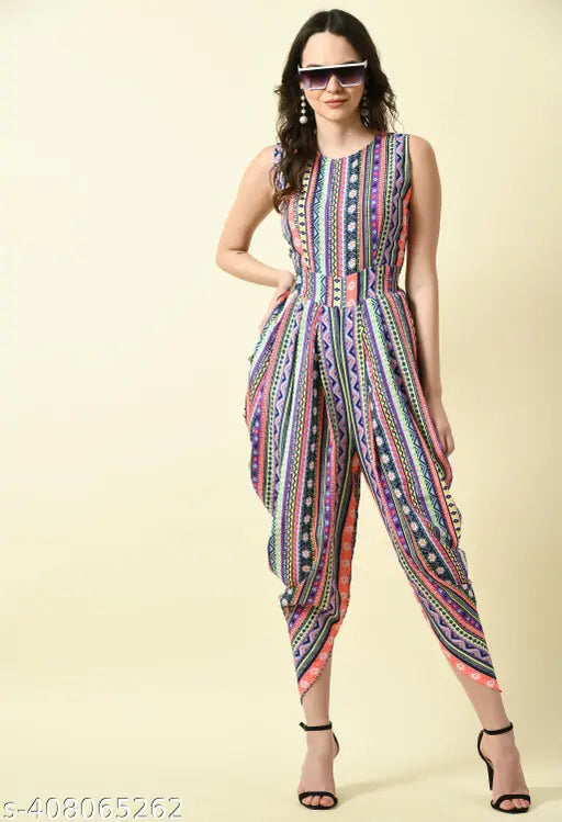 Stylish dhoti jumpsuit, one piece dress , digital print dress