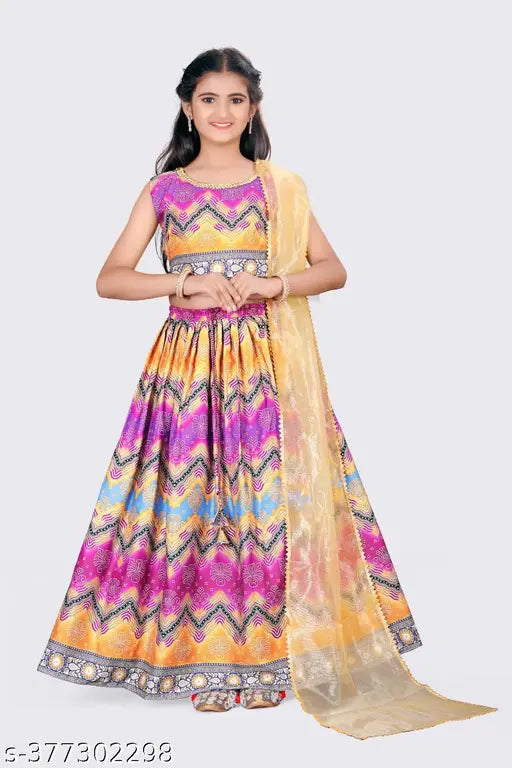 staylis girl set Girls Lehenga Choli Party Wear Embellished &chaniya choli,ghaghraCholi and Dupatta (Pack of 1)