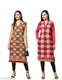 Women's A-line Printed Pink Woollen Kurti