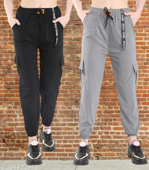 Naazni Women's Pack of 2 Solid Track pants Joggers|Activewear| Gymwear|Sportswear| Active Bottomwear