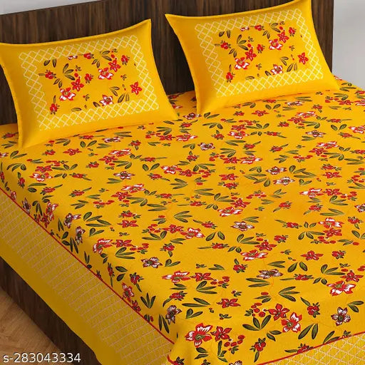 Pure Cotton Double Bed Bedsheets With 2 Pillow Cover