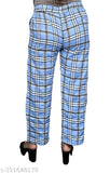 Latest Feminine Women Trouser & Pants Check Pants Check Trouser Pack of 2 Combo Black And Blue