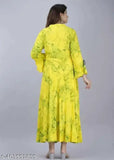 Nimbu Mirchi Anarkali Kurti Yellow TIE DYE