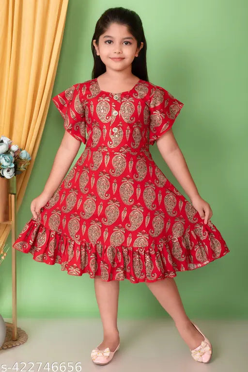 "Enchanting Princess Fairy Tale Printed Frock for Girls"