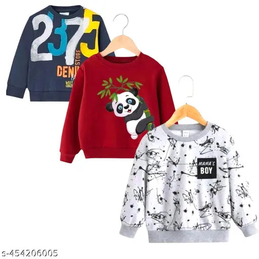 Boys Sweatshirts Full Sleeves Printed Multicolour Pack Of-3