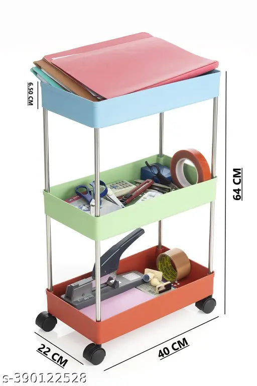 ELIGHTWAY MART Vegetable Kitchen Trolley Plastic ( Shelve-3/MULTY )