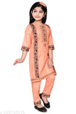 Urban Youth Beautiful Kurti Pant Set Front Button Look Embroidery Rayon Fabric Set For Girls