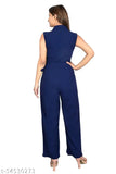 Zenday Casual Solid Blue Jumpsuit for Ladies