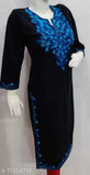 Women's A-line Printed Black Woollen Kurti