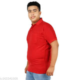 SMAN Polo Plus Size T-shirt for men with pocket in Matty Fabric, Half Sleeve, Regular Fit with Collar| Pack of 2 | Lemon & Red ("plus size tshirt " “SMAN tshirt" "tshirt for men" "men tshirt" "oversize tshirt " "tshirt men" "half sleeve tshirt" "polo