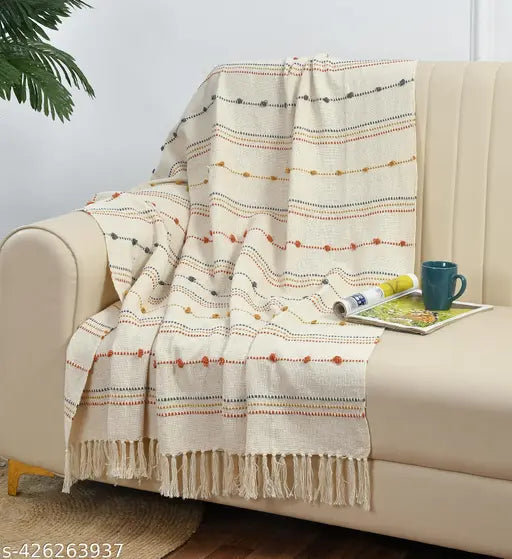 HomewayTex 100% Cotton Laze Throw, Sofa Throw,Bed Throw and Blanket Elc.Size:-130X180 CMS OR 52X70 INCH