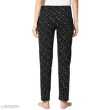 Women Printed StraightFit Black Trousers