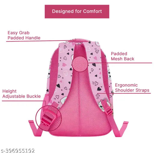 Frantic Polyester 26 L School Backpack With Pencil School Bag Class 1 to 8 Daypack (RR_Pink_Cat_Dog_2024_A)