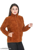 Women Solid Full Sleeve Fur Jacket for Winter | Polyester Fluffy Yarn Fleece Full-Zip Standard Length Jacket