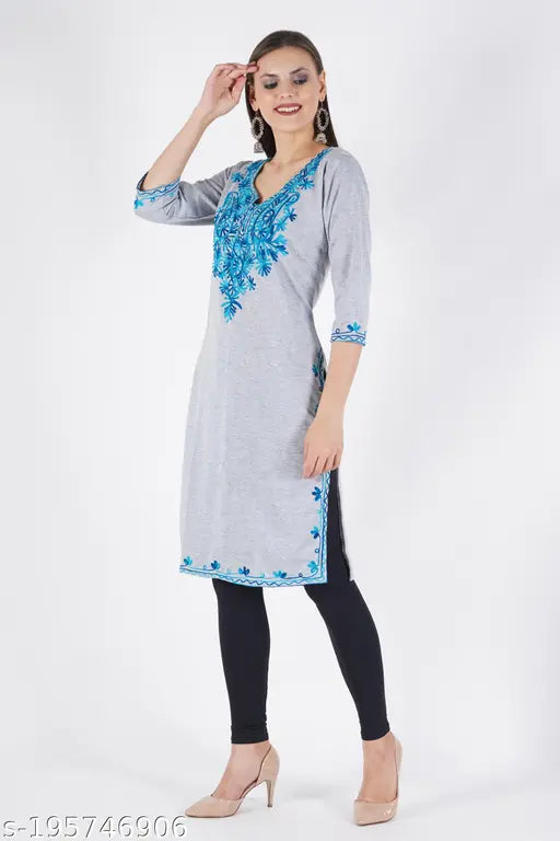 Woolen Kurti_Grey_Blue