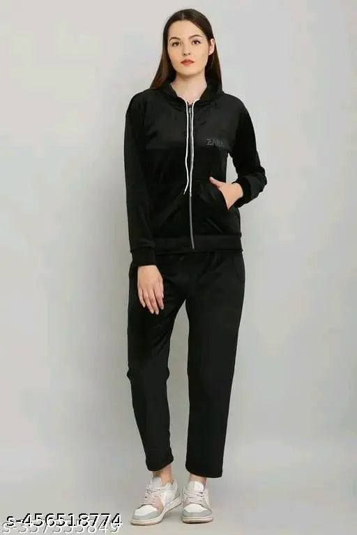 velvet track suit for women's BLACK