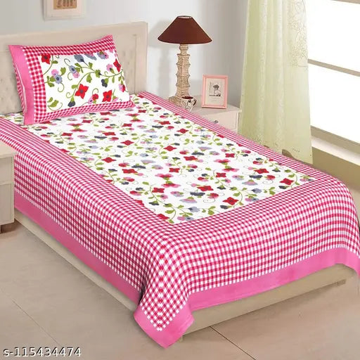 Cotton Single Bed Bed Sheet Combo Pack 2 Bedsheet with 2 Pillow Cover