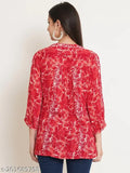 9 impression Casual Printed Women Red Top ()