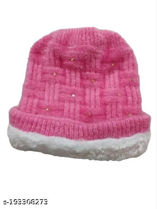 Hat Warm Winter Hat Soft Knit Hat Chunky Knit Cap Lined with Fur Inside for Winter Relaxed Design for Girls & women