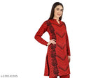 Gorgeous Women's Printed Woolen A-line Kurta Elegance in Every Stitch