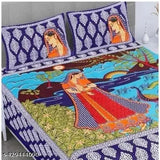 Pure Hand Block Printed Cotton Single 2 Bedsheet With 2 Pillow Cover