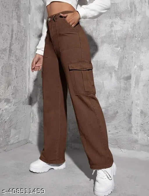 DENIM BROWN CARGO WIDE LEG