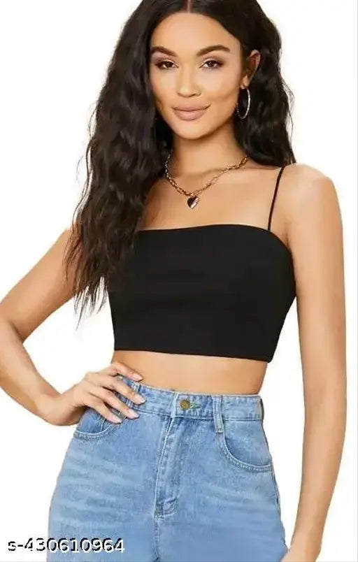 STYLISH AND TRENDY CROP TANK TOP FOR GIRLS"BLACK"