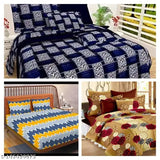 semwal Creations GALACE Combo of 3 double bed king size(90*90) bedsheets with 6 pillow covers