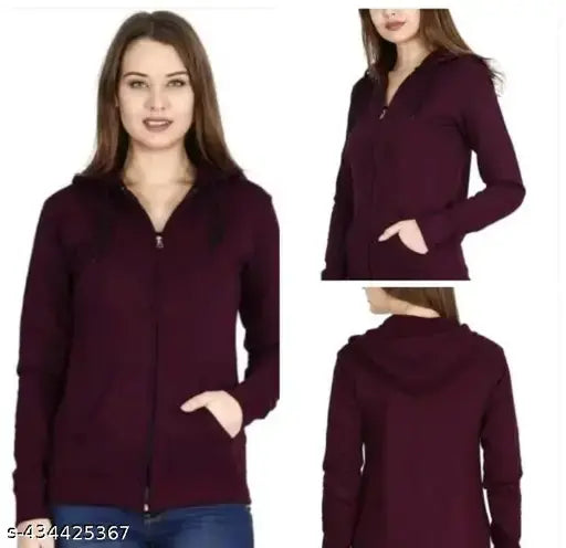 Stylish fleece wine plane zipper hoodies for women/girls