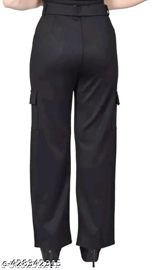 U Shahi Enterprises||Women Straight fit High-Rise Easy Wash Cargo Trouser Pant 4 Pocket