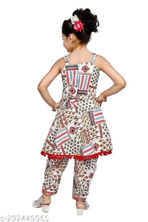 RK Collection kids party/festive designer printed multi patiala suit for girls