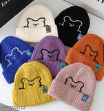 Piftif Assorted colour Lovely Korean Style Caps pack of 1 Cute Women Beanies Embroidery Bear Knitted Hat Autumn Winter Warm Knit Beanie Cute Soft Cap Women Men Hats Ski Bonnet