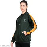 Chanda Khuba Women's Dark Green & Orenge Sweatshirt Full Sleeve Kangaroo Pocket Pullover hoodies - CKHD-G-08-01