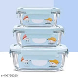 Glass Launch Box Set Of 3 With 400ml, 600ml & 800ml Rectangle Glass Containers With Lids For Food Storage And Break Free Detachable Locks, Oven Safe, Microwave Safe And Freezer Safe - Set Of 3 Rectangle Transparent X